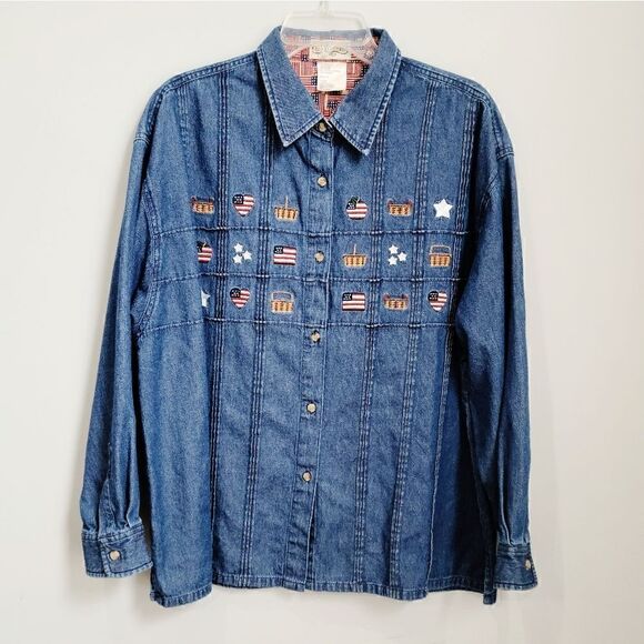 Patriotic VTG Bottom Down Dennis Blouse - Picture 5 of 10